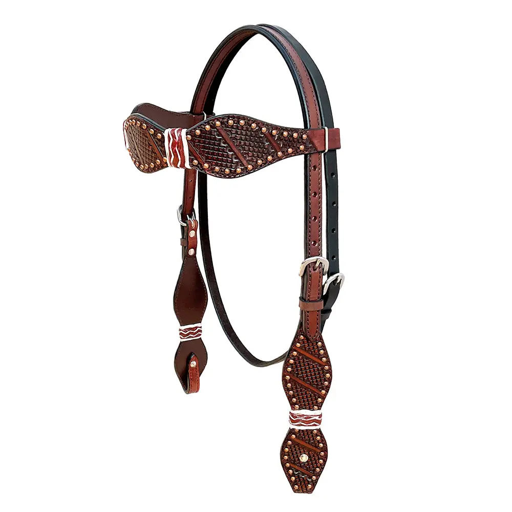Hilason Western Horse Headstall Rawhide Braided American Leather Brown 1