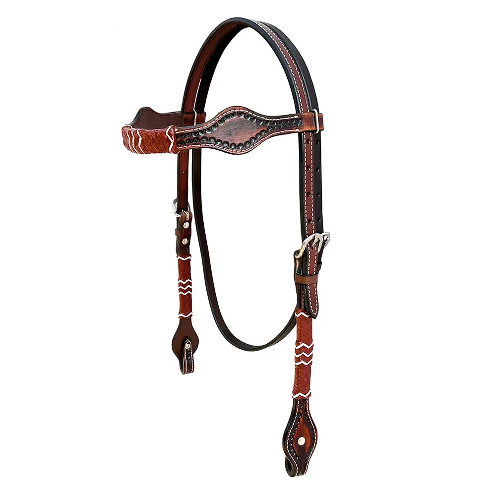 Hilason Western Horse Headstall Rawhide Braided American Leather Brown 1