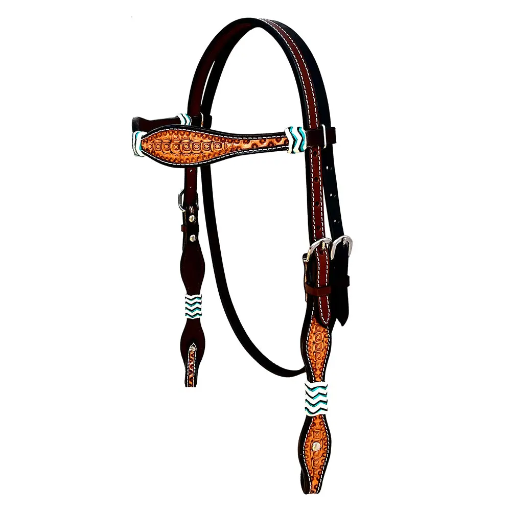 Hilason Western Horse Headstall Rawhide Braided American Leather Tan | Breast Collar Tack Set For Horses 2