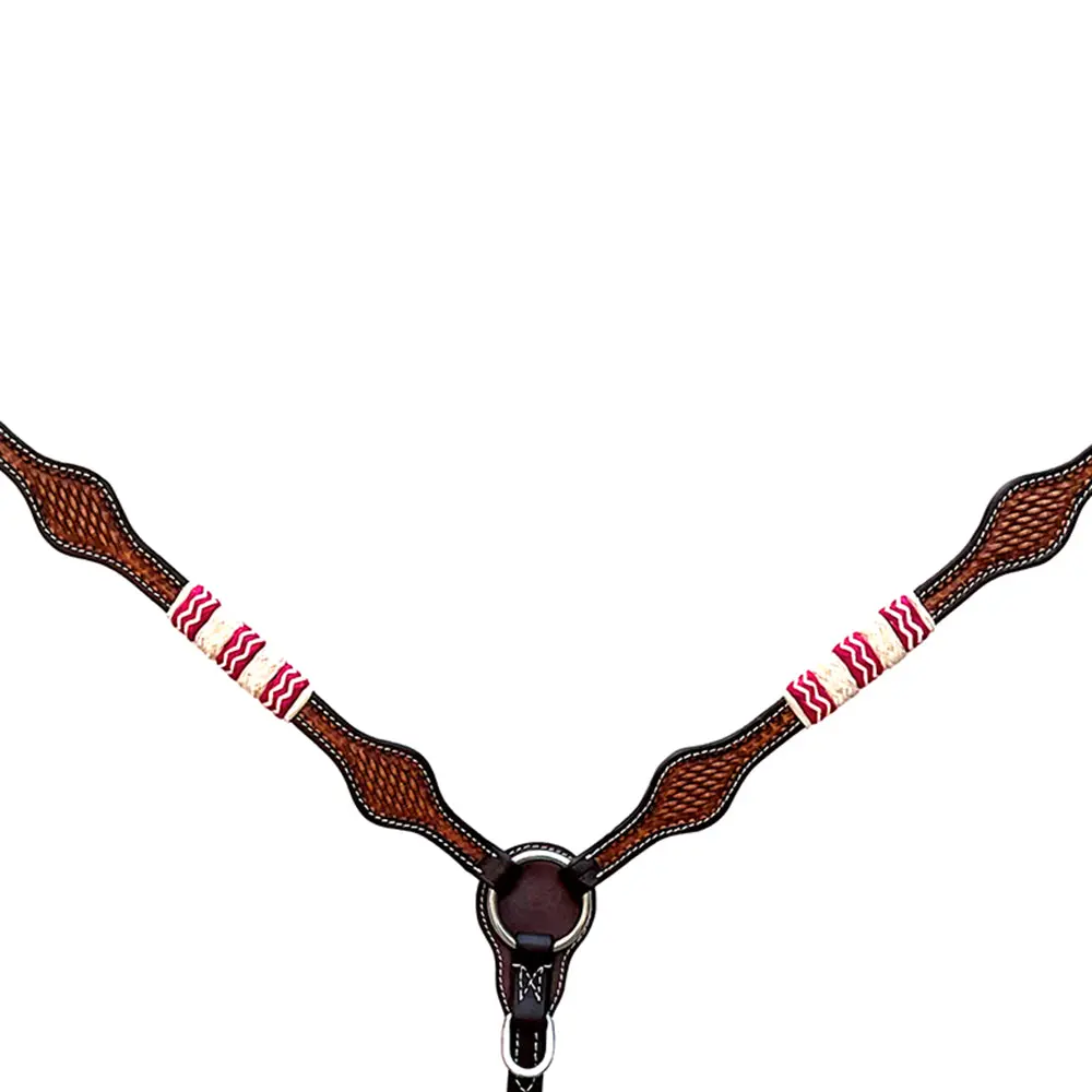 Hilason Western Horse Headstall Rawhide Braided American Leather Brown | Breast Collar Tack Set For Horses 1