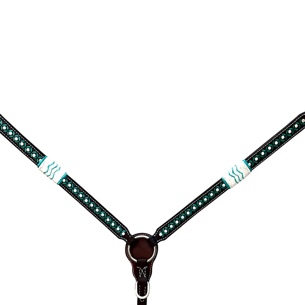 Hilason Western Horse Leather Breast Collar Rawhide Braided American Black | For Horses 1