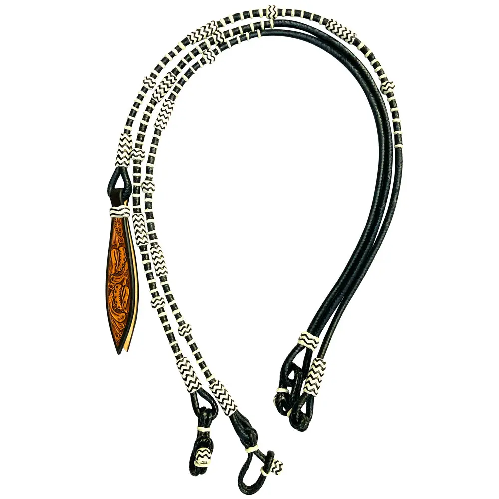 Hilason Western Rawhide Braided Leather Show Rommel Romel Romal Reins Horse 1