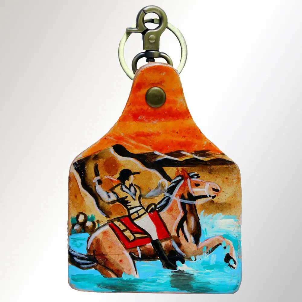 American Darling Adkrm109 Hand Painted Genuine Leather Keyring 1