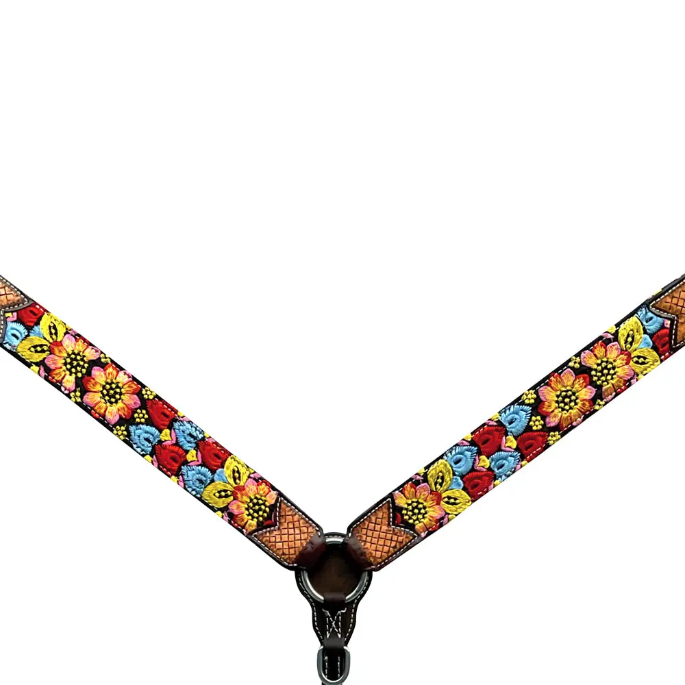 Bar H Equine Western Horse Floral Embroidery Design Genuine American Leather Tack Set 1