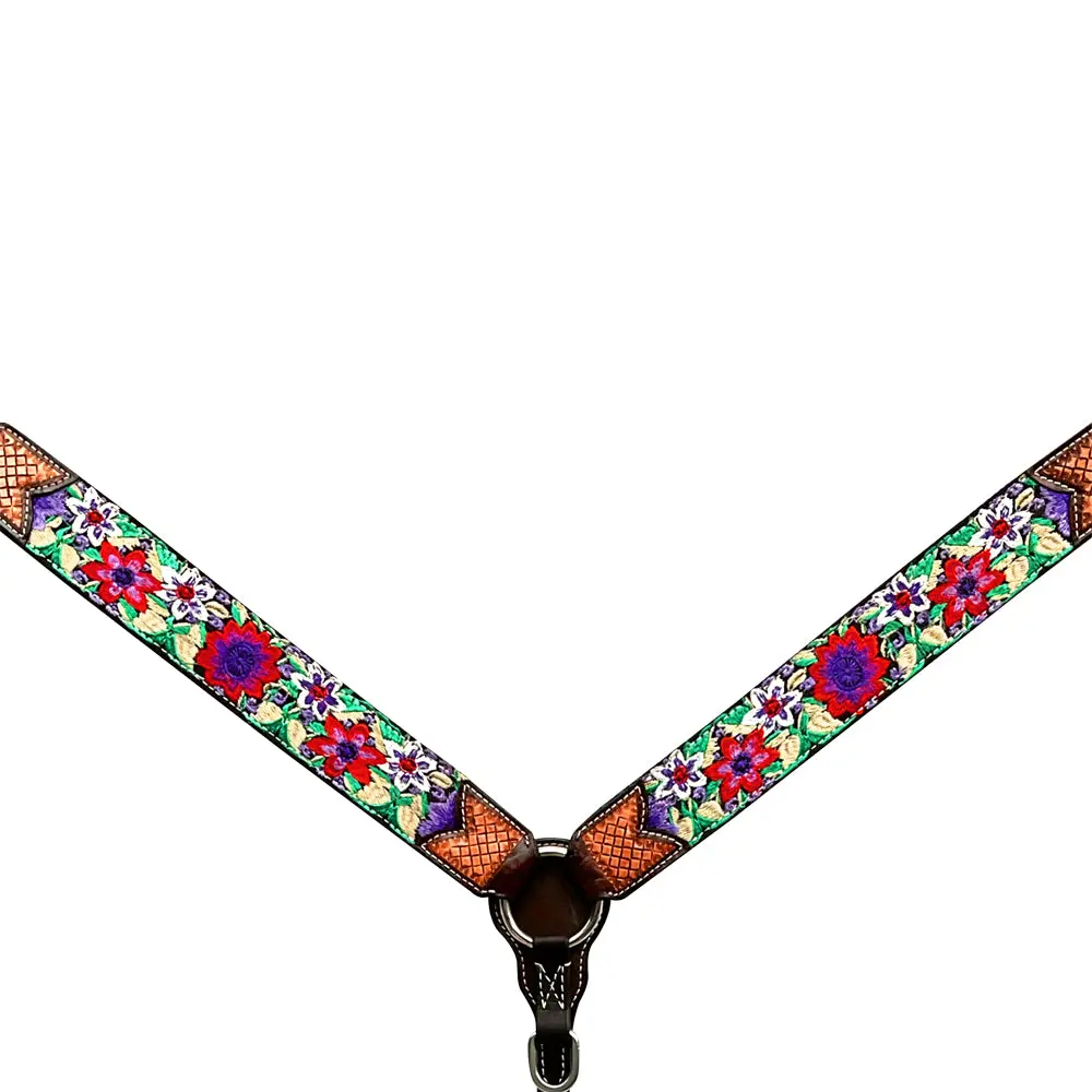 Bar H Equine Western Horse Floral Embroidery Design Genuine American Leather Tack Set 1