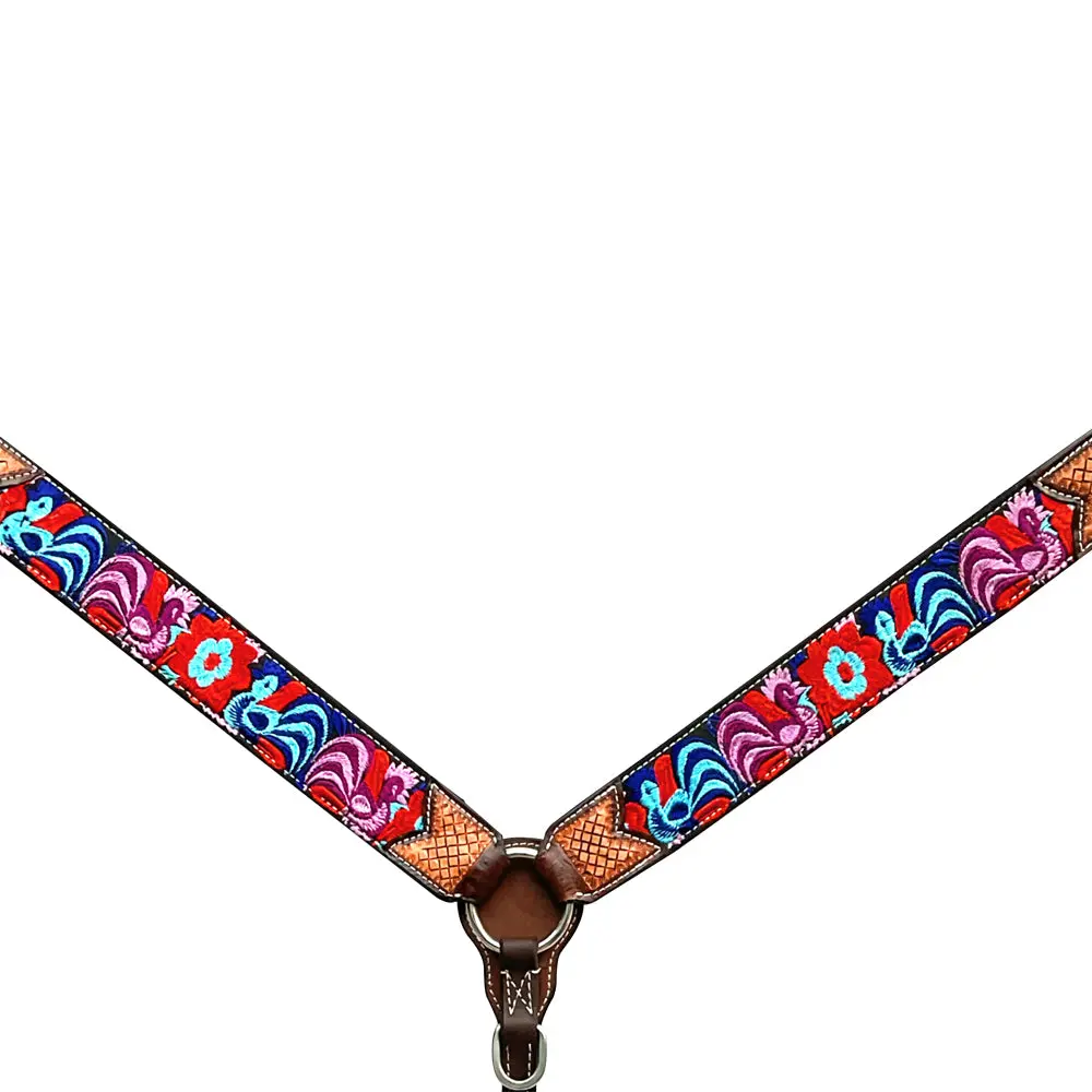 Bar H Equine Western Leather Horse Headstall & Breast Collar Brown 1
