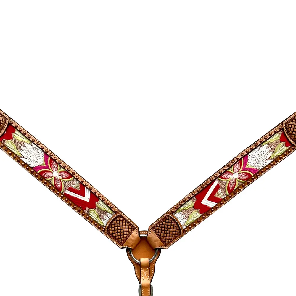 Bar H Equine Western Leather Horse Headstall & Breast Collar Brown 2