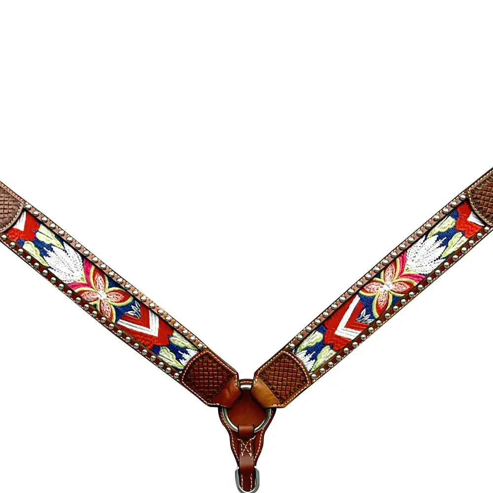 Bar H Equine Western Leather Horse Headstall & Breast Collar Brown 1
