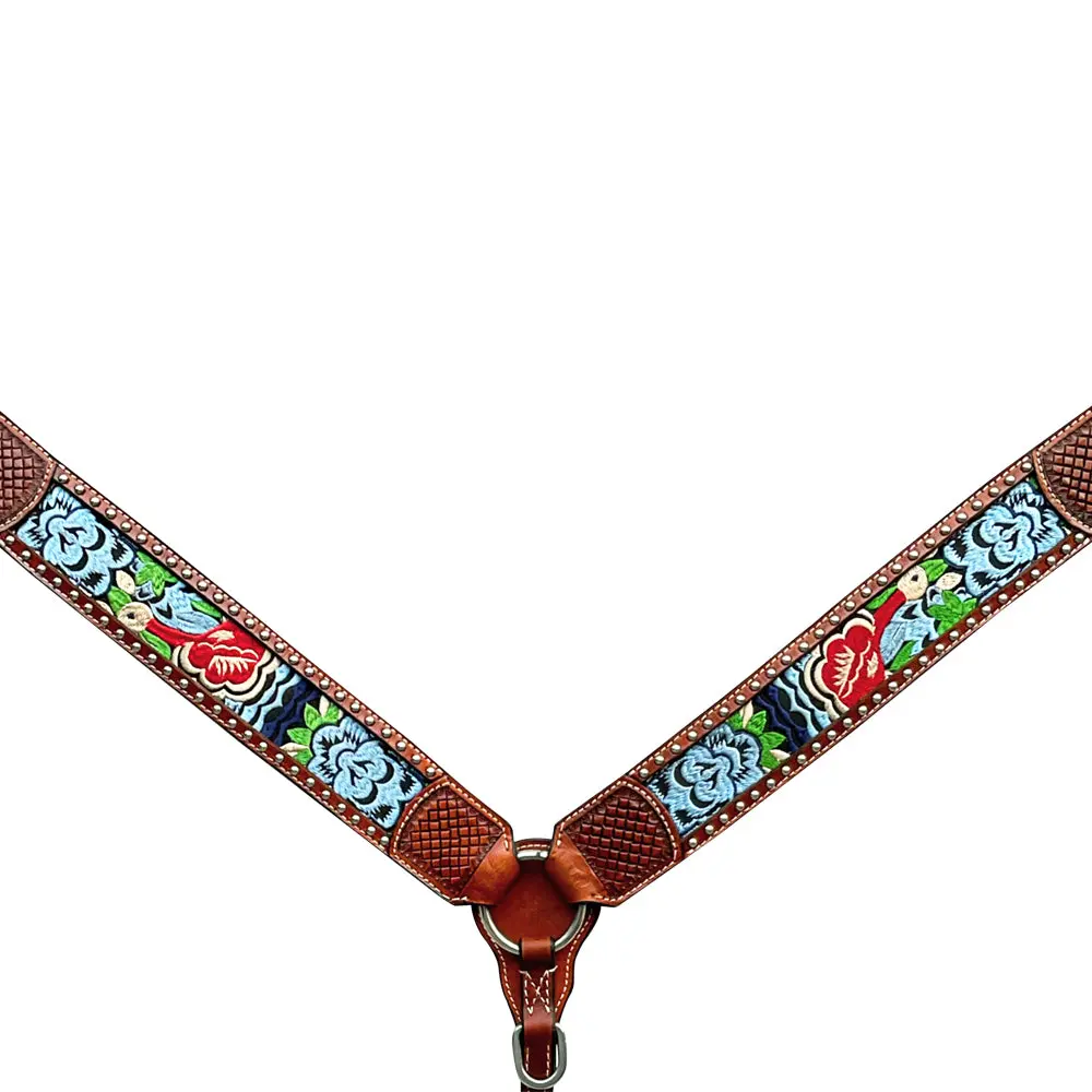 Bar H Equine Western Leather Horse Headstall & Breast Collar Brown 1