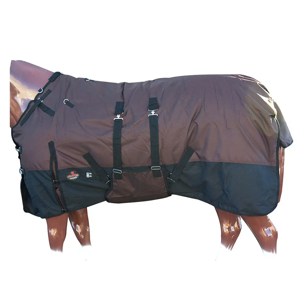 Hilason 600D Winter Waterproof Horse Turnout Blanket Belly Wrap Brown Black 1