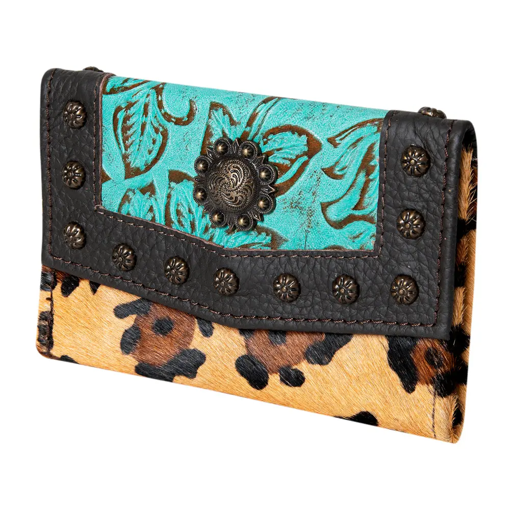 Ohlay Wallet Embossed Hair-On Genuine Leather Women Bag Western Handbag Purse | Womens Handbags |Leather Belt For Summer 1