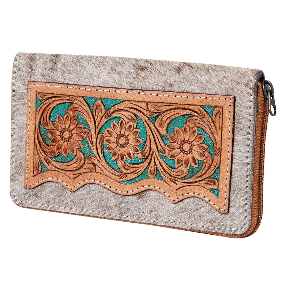 Ohlay Wallet Hand Tooled Hair-On Genuine Leather Women Bag Western Handbag Purse | Womens Handbags |Leather Belt For Summer 1