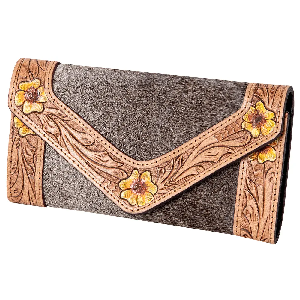 Ohlay Wallet Hand Tooled Hair-On Genuine Leather Women Bag Western Handbag Purse | Womens Handbags |Leather Belt For Summer 1