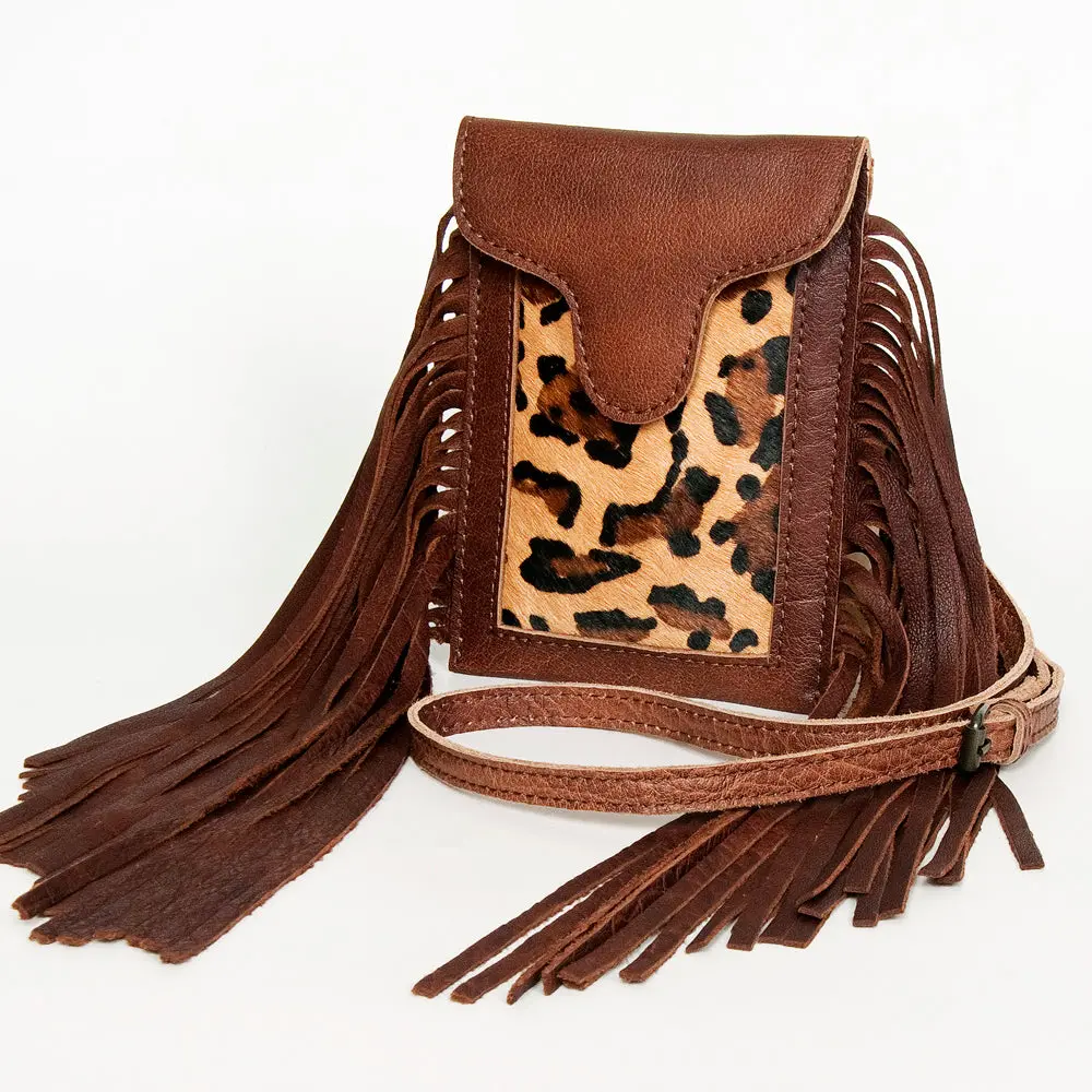American Darling Cell Phone Holder, Hair-On Cowhide & Genuine Vegetable-Tanned Leather, Small Western Crossbody Purse 2