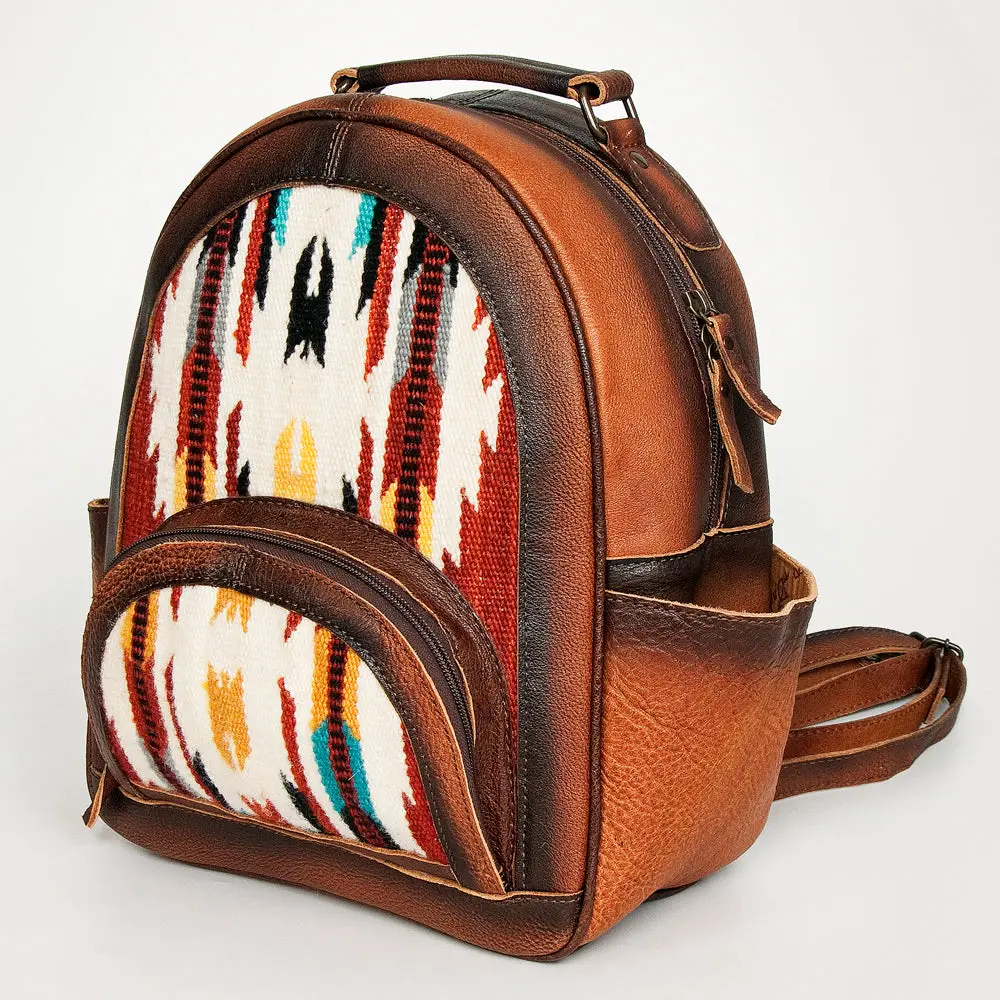 American Darling Backpack, Hand Woven Saddle Blanket & Genuine Vegetable-Tanned Leather, Large Western Travel Bag For Women 1