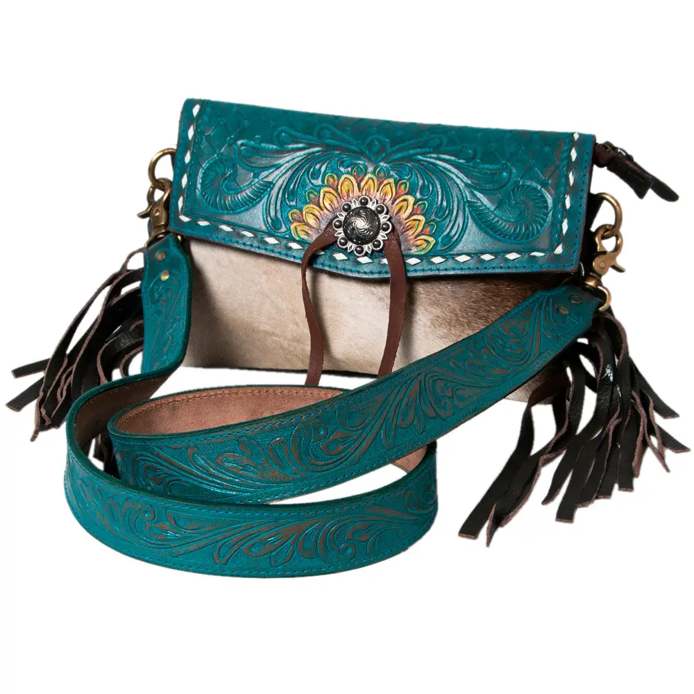 Ohlay Clutch Hand Tooled Hair On Genuine Leather Western Women Bag Handbag Purse | Purses For Cute 1