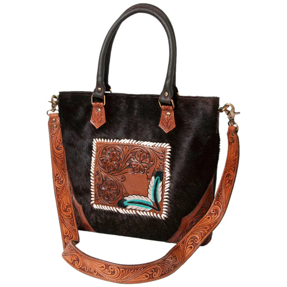 Ohlay Kbk127 Tote Hand Tooled Hair-On Genuine Leather Women Bag Western Handbag Purse 1