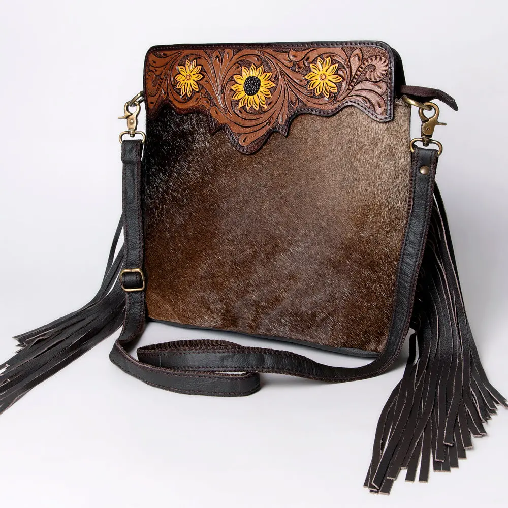 Kba102 Ohlay Western Genuine Hair-On Leather Hand Tooled Women Crossbody Bags 1