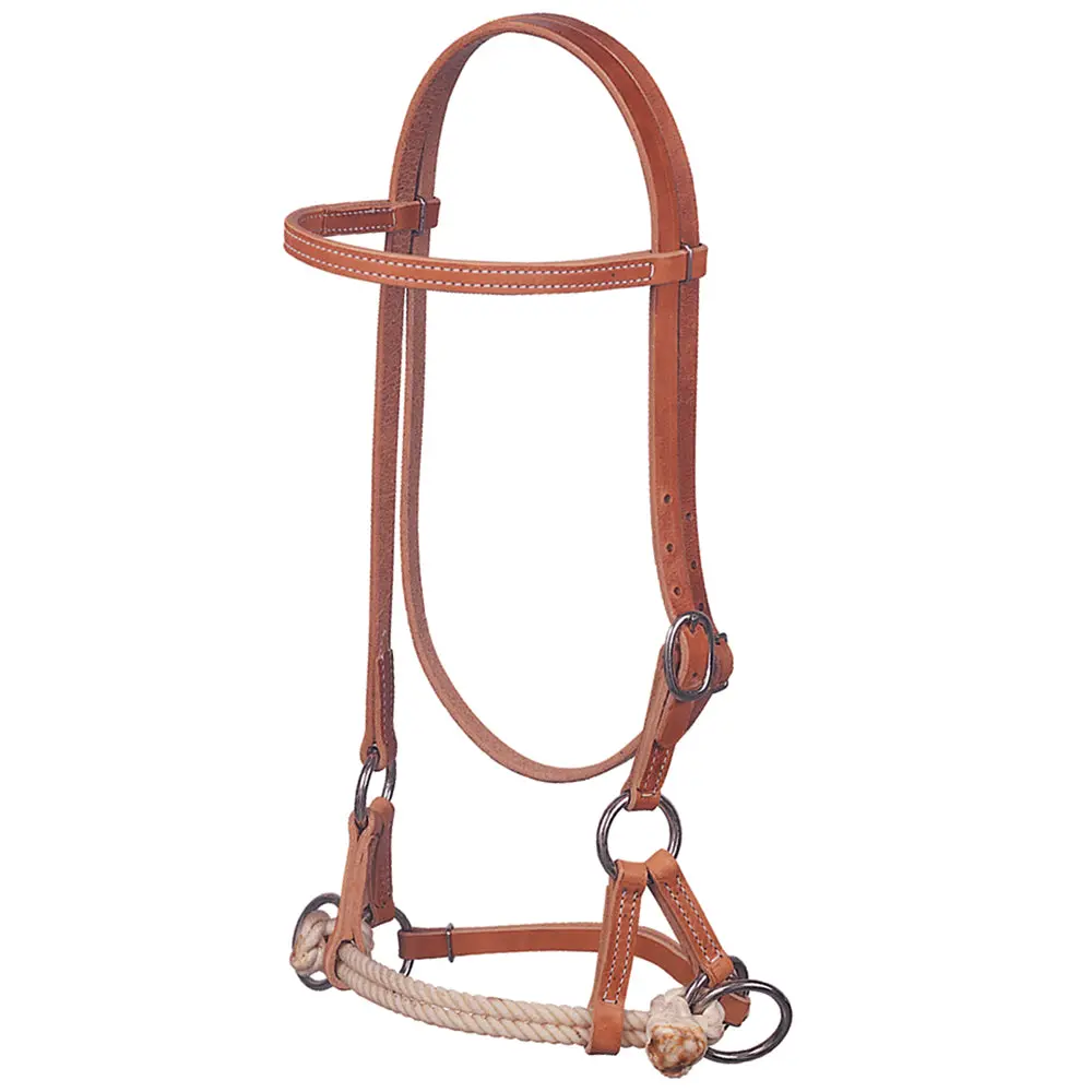 Weaver Leather Harness Side Pull With Double Rope 1