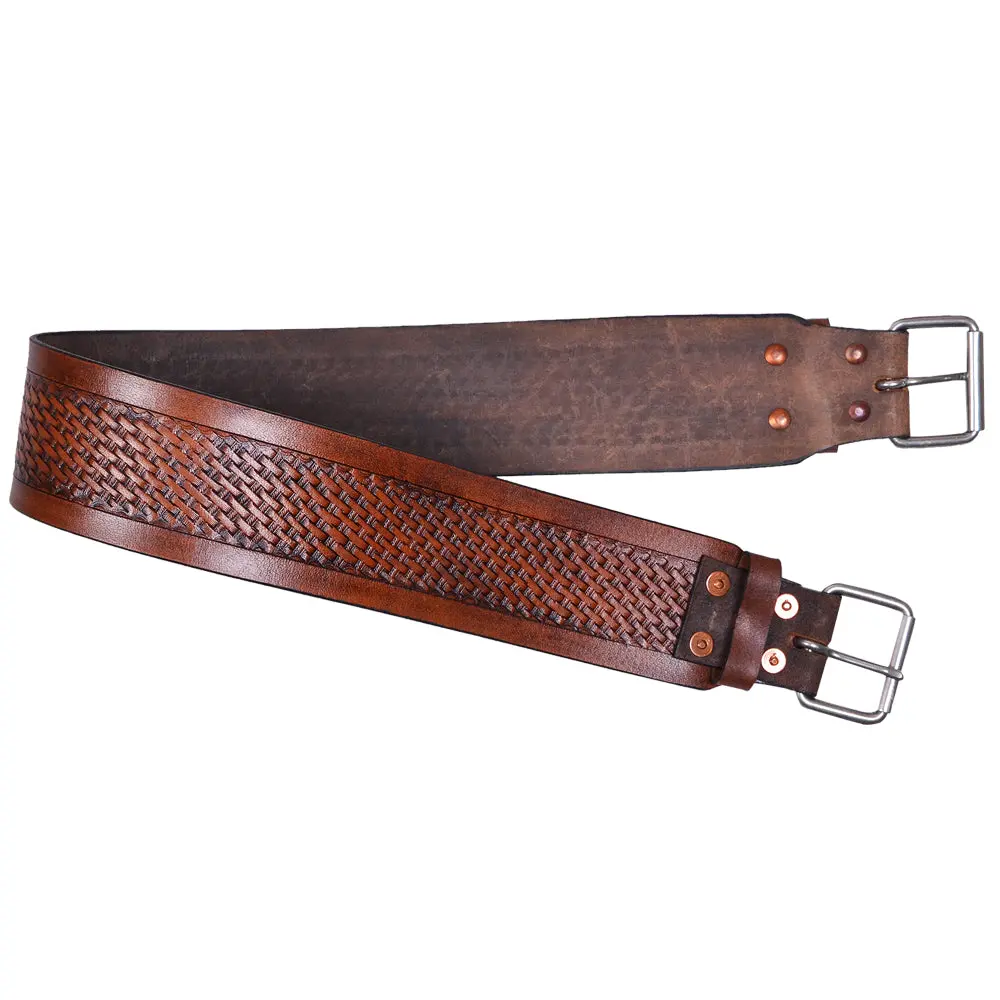 Horse Saddle Cinch Girth Handtooled Leather Antique Tan Comfytack By Hilason 1