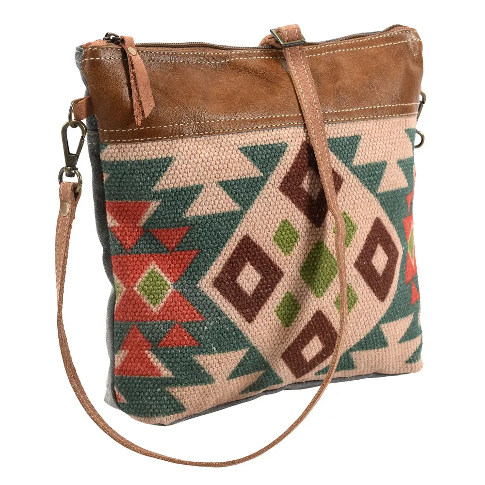 Ohlay Cross Body Upcycled Wool Canvas Embossed Genuine Leather Women Bag Western Handbag Purse Womens Handbags Belt Summer 1