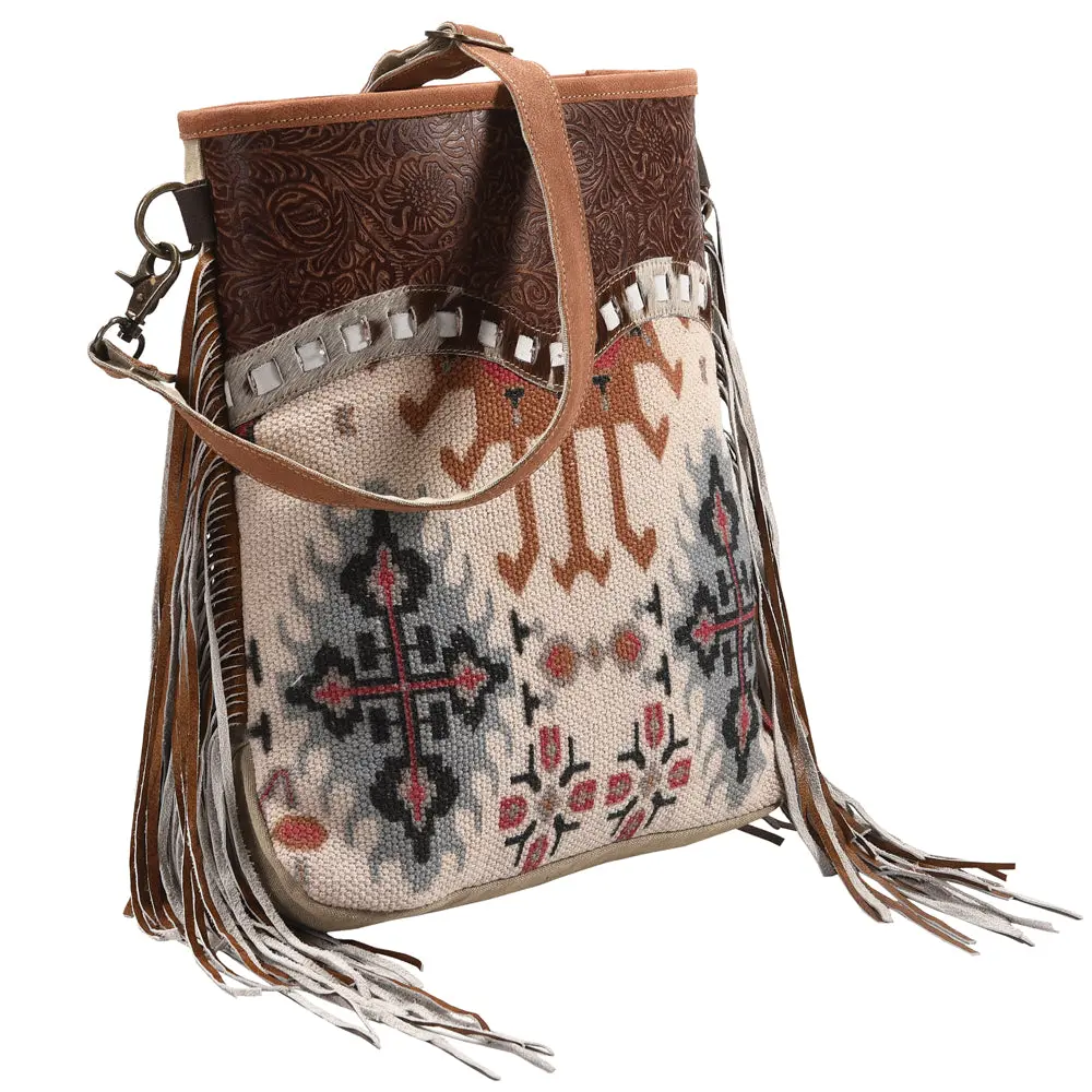 Ohlay Large Crossbody Upcycled Wool Canvas Embossed Hair-On Genuine Leather Women Bag Western Handbag Purse Womens Handbags 1