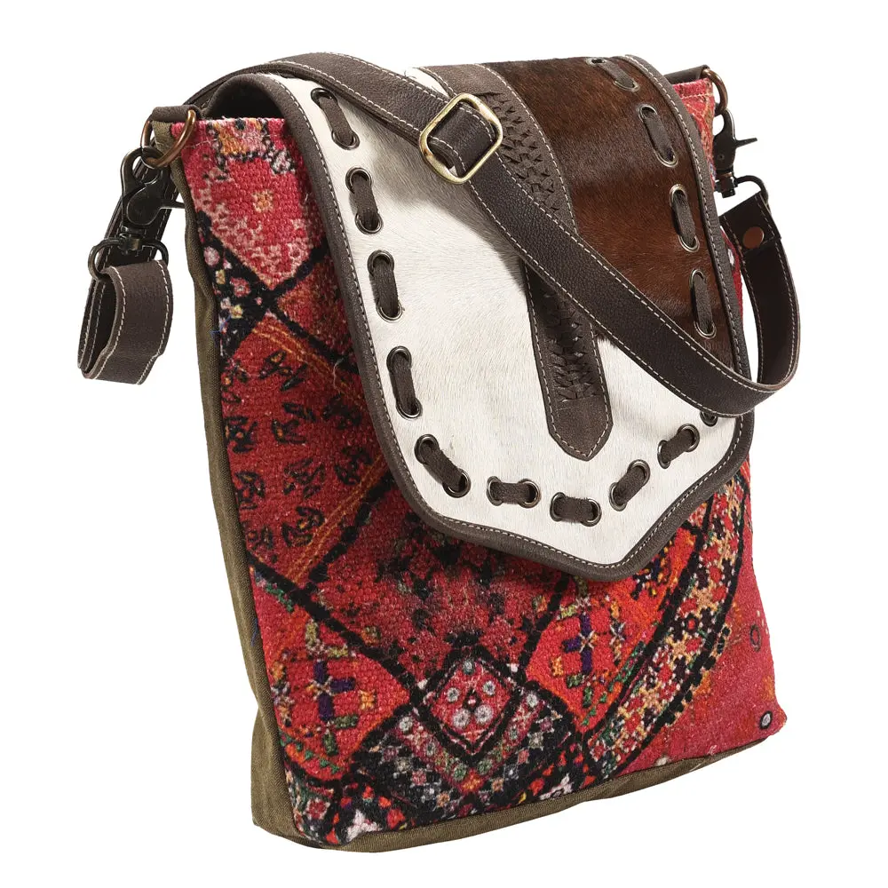 Ohlay Messenger Upcycled Wool Canvas Hair-On Genuine Leather Women's Bag Western Handbag Purse Womens Handbags Purses 1