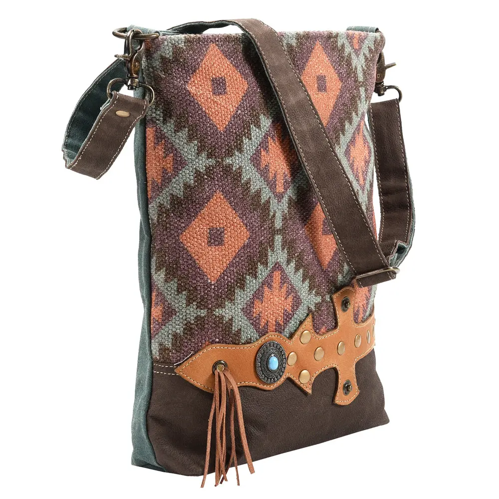 Ohlay Large Crossbody Upcycled Wool Canvas Genuine Leather Women Bag Western Handbag Purse | Womens Handbags Belt For Summer 1