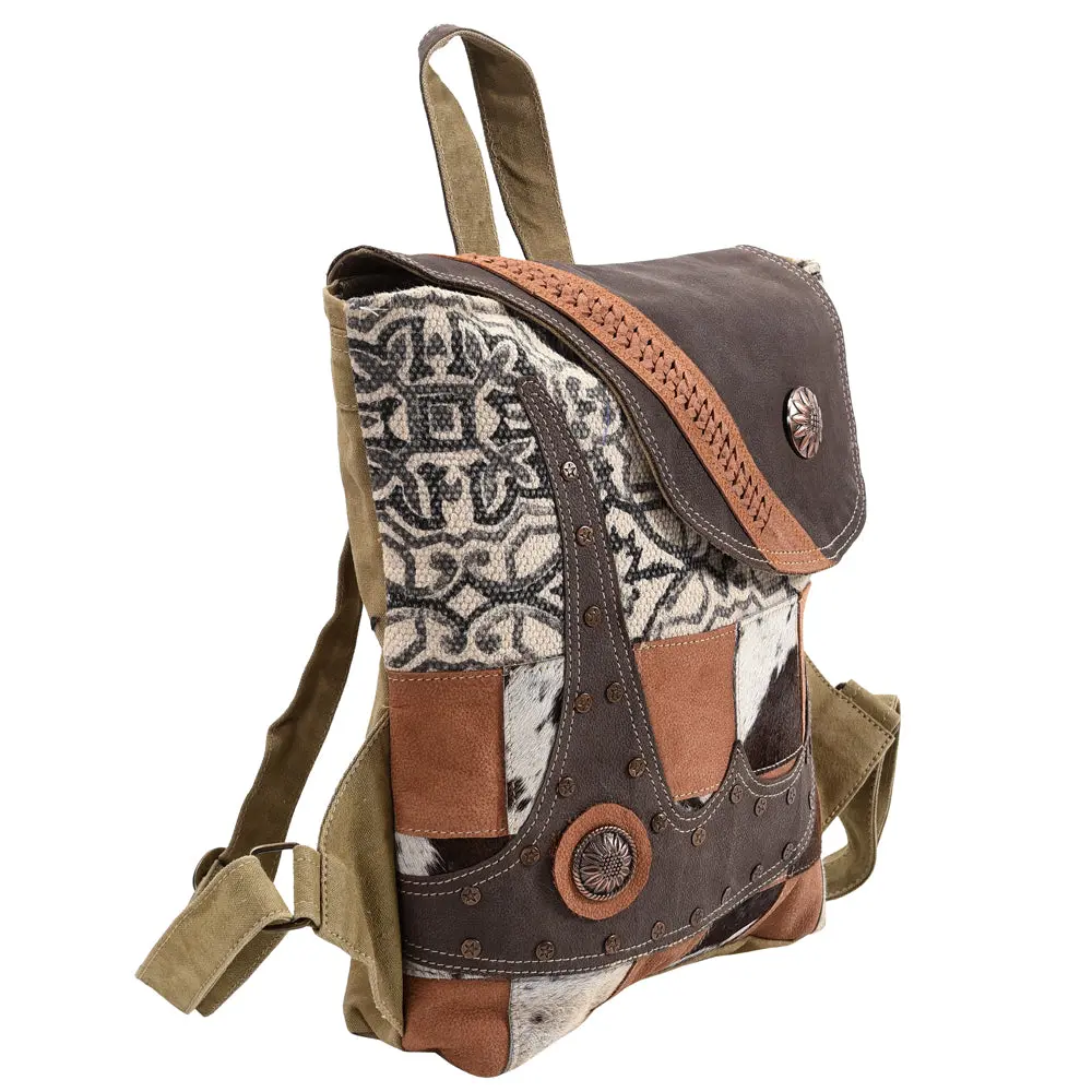 Ohlay Backpack Upcycled Canvas Hair-On Genuine Leather Women Bag Western Handbag Purse Womens Handbags Belt For Purses Summer 1