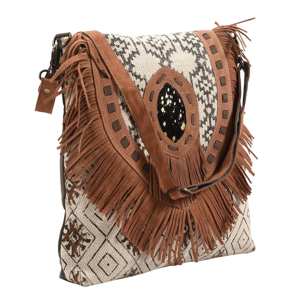 Ohlay Messenger Upcycled Wool Canvas Hair-On Genuine Leather Women's Bag Western Handbag Purse Womens Handbags Purses 1