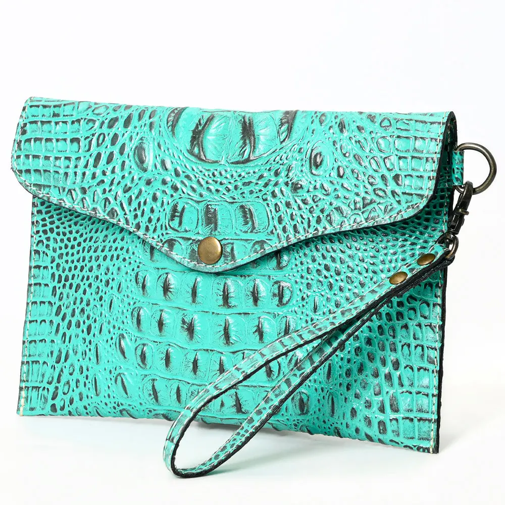 American Darling Western Leather Coin Purse, Crocodile Embossed Genuine Leather, Eco-Friendly Handcrafted Small Pouch 3