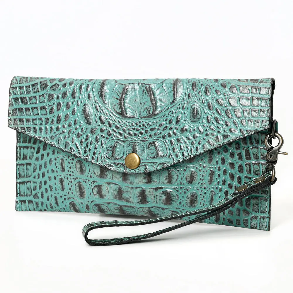 American Darling Western Leather Wallet, Crocodile Embossed Full Grain Genuine Leather, Eco-Friendly Handcrafted Pouch 1