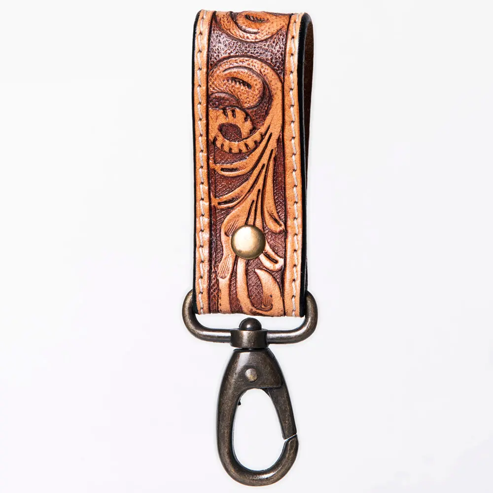 American Darling Adkr210d Hand Tooled Carved Genuine Leather Keyring 1