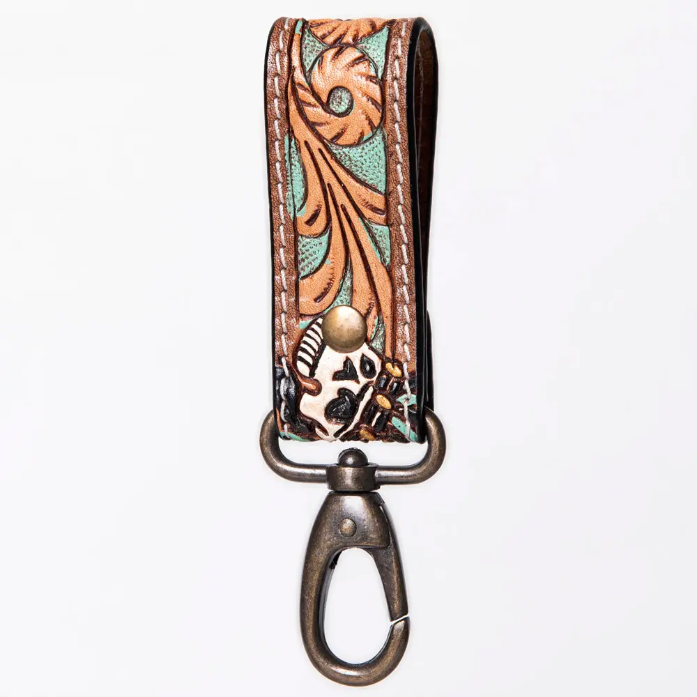 American Darling Adkr210e Hand Tooled Carved Genuine Leather Keyring 1