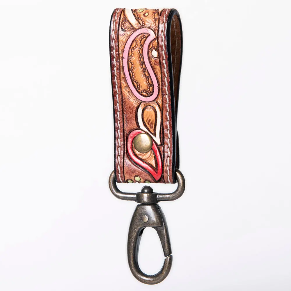 American Darling Adkr210f Hand Tooled Carved Genuine Leather Keyring 1