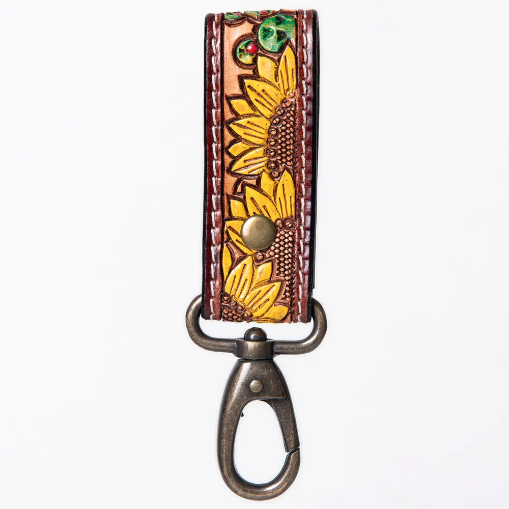American Darling Adkr210i Hand Tooled Carved Genuine Leather Keyring 1