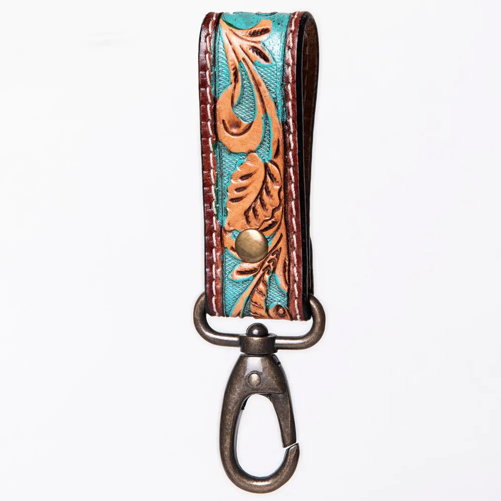 American Darling Adkr210k Hand Tooled Carved Genuine Leather Keyring 1