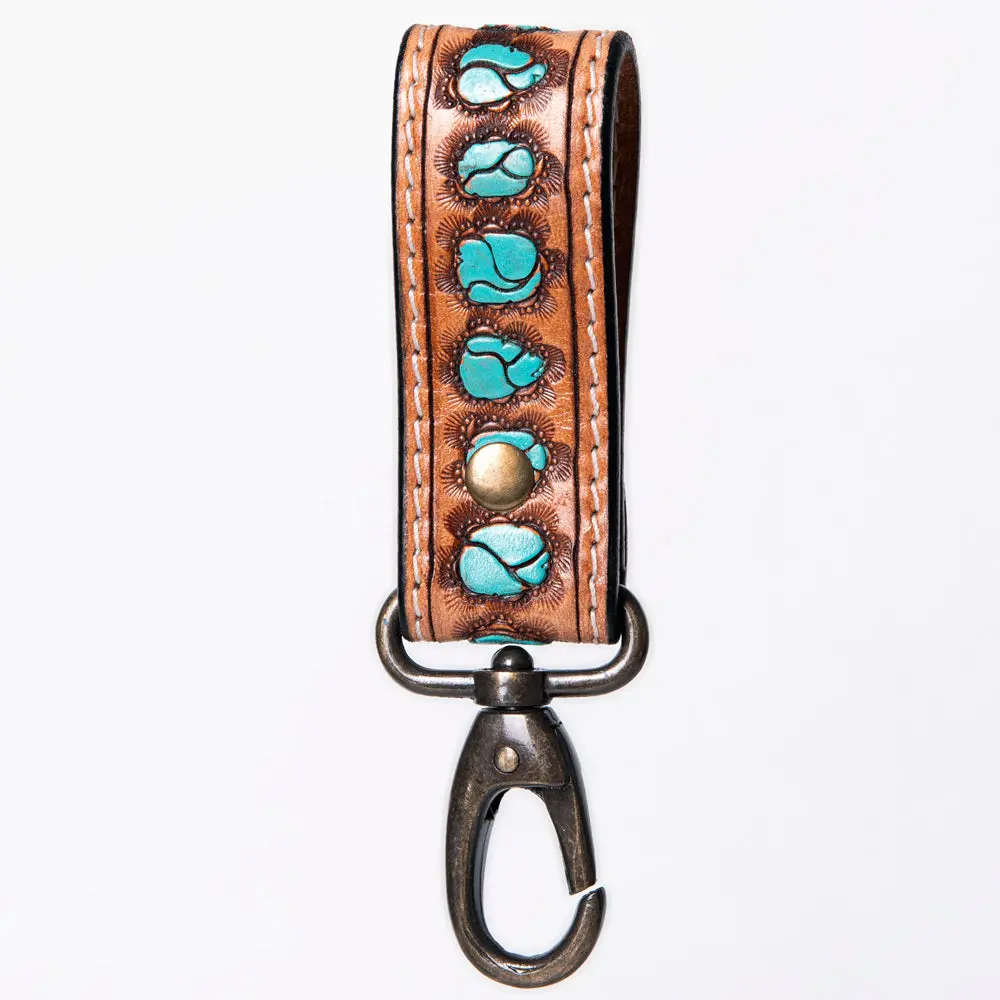 American Darling Adkr210l Hand Tooled Carved Genuine Leather Keyring 1