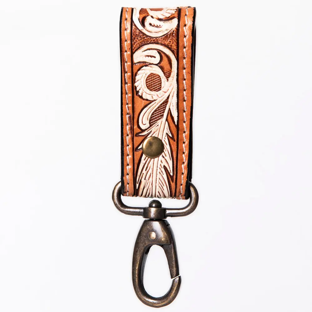 American Darling Adkr210m Hand Tooled Carved Genuine Leather Keyring 1