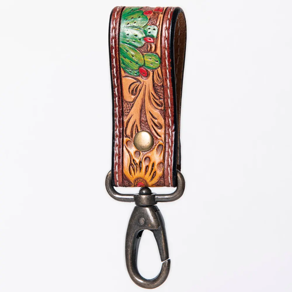 American Darling Adkr210p Hand Tooled Carved Genuine Leather Keyring 1