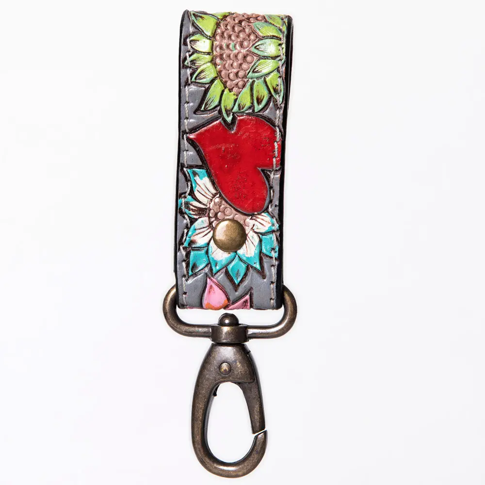 American Darling Adkr210s Hand Tooled Carved Genuine Leather Keyring 1