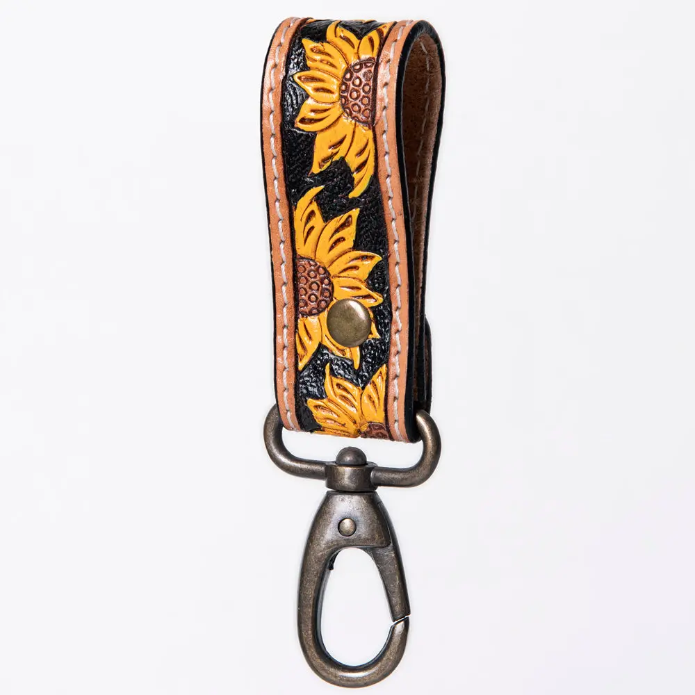 American Darling Adkr210t Hand Tooled Carved Genuine Leather Keyring 1