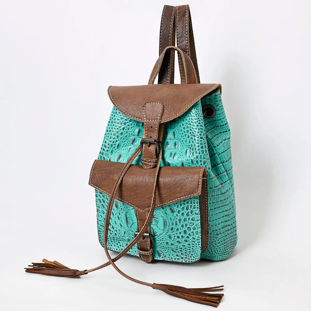 American Darling Western Backpack, Crocodile Embossed Full Grain Genuine Leather, Eco-Friendly Handcrafted Rucksack 2