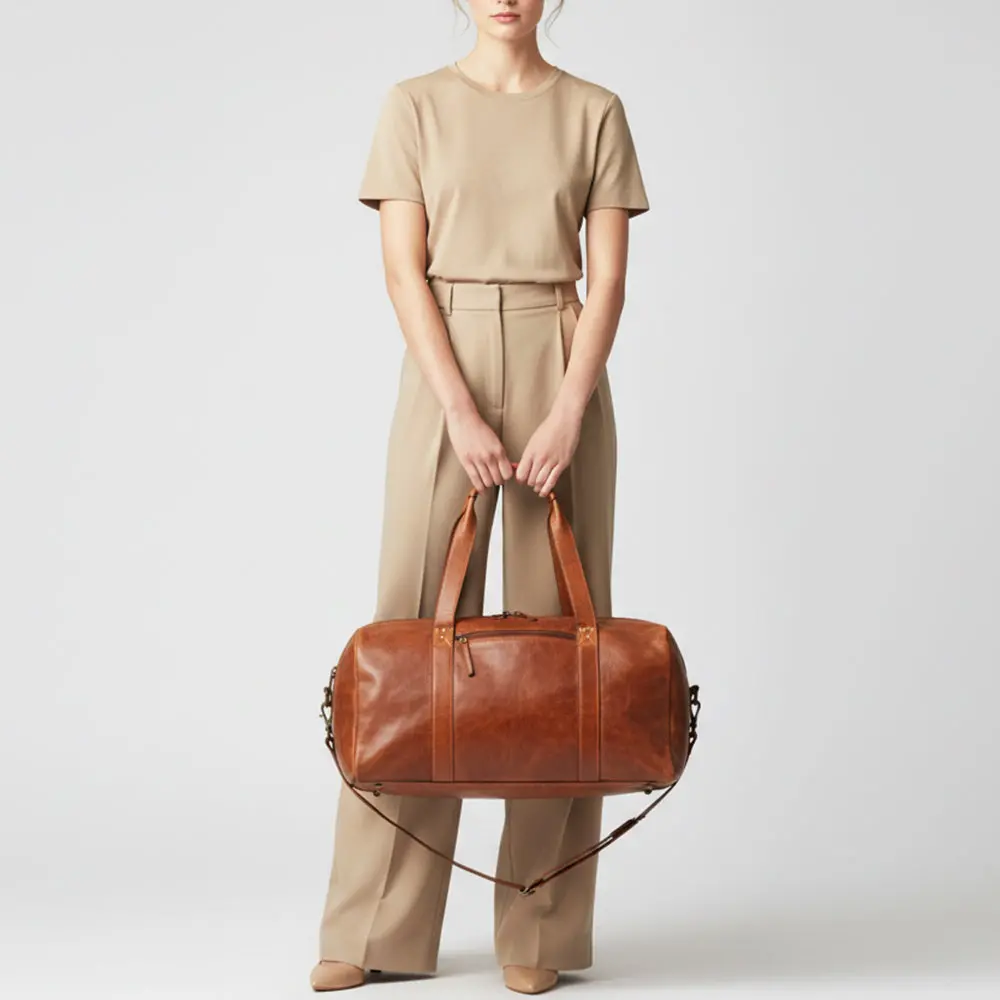 Spaghetti Western Swc413tan Duffel Vintage Handmade Drum Dyed Genuine European Cowhide Leather Women Bag Western Handbag Purse 2