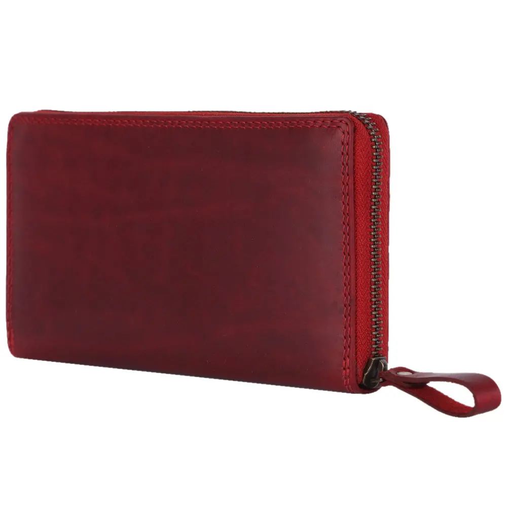 Spaghetti Western Swc434rd Wallet Vintage Handmade Drum Dyed Genuine European Cowhide Leather Women Bag Western Handbag Purse 1