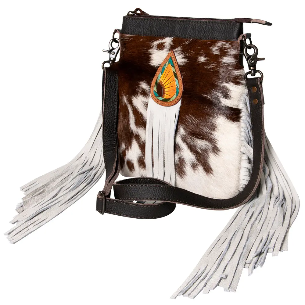 Skbg168 Ohlay Western Genuine Hair-On Leather Hand Tooled Women Large Crossbody Bags 1