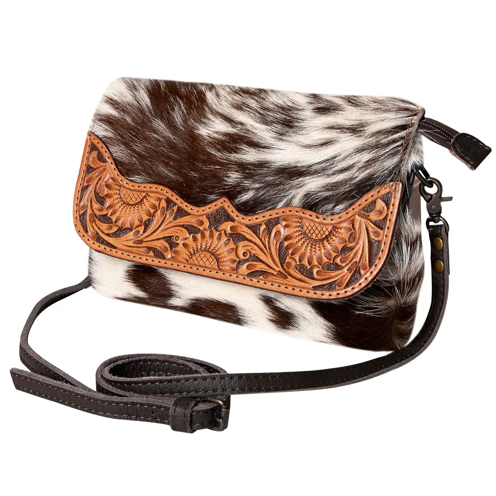 Ohlay Bags Hair-On-Crossbody Tooled Leather Sunflower Flap  & Handcrafted 1