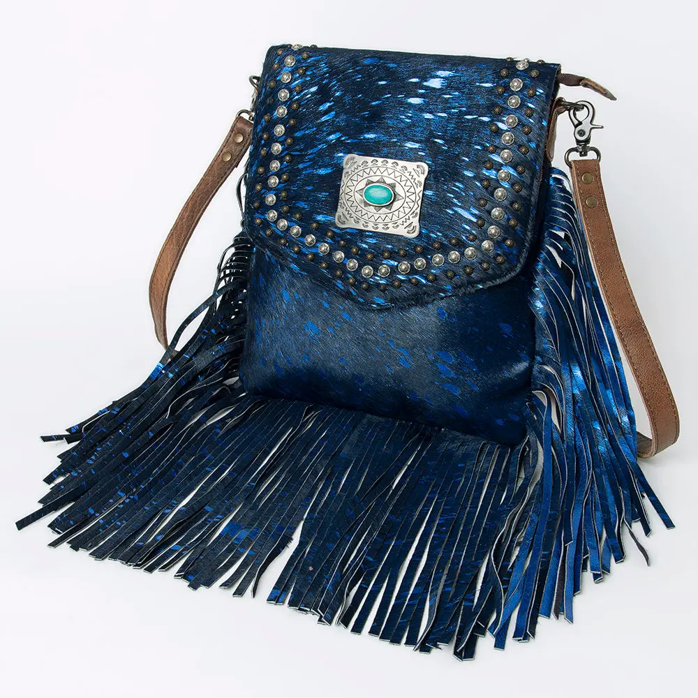 American Darling Western Cross Body Bag, Hair-On Cowhide & Full Grain Genuine Leather, Handcrafted Rivetted Messenger Purse 1