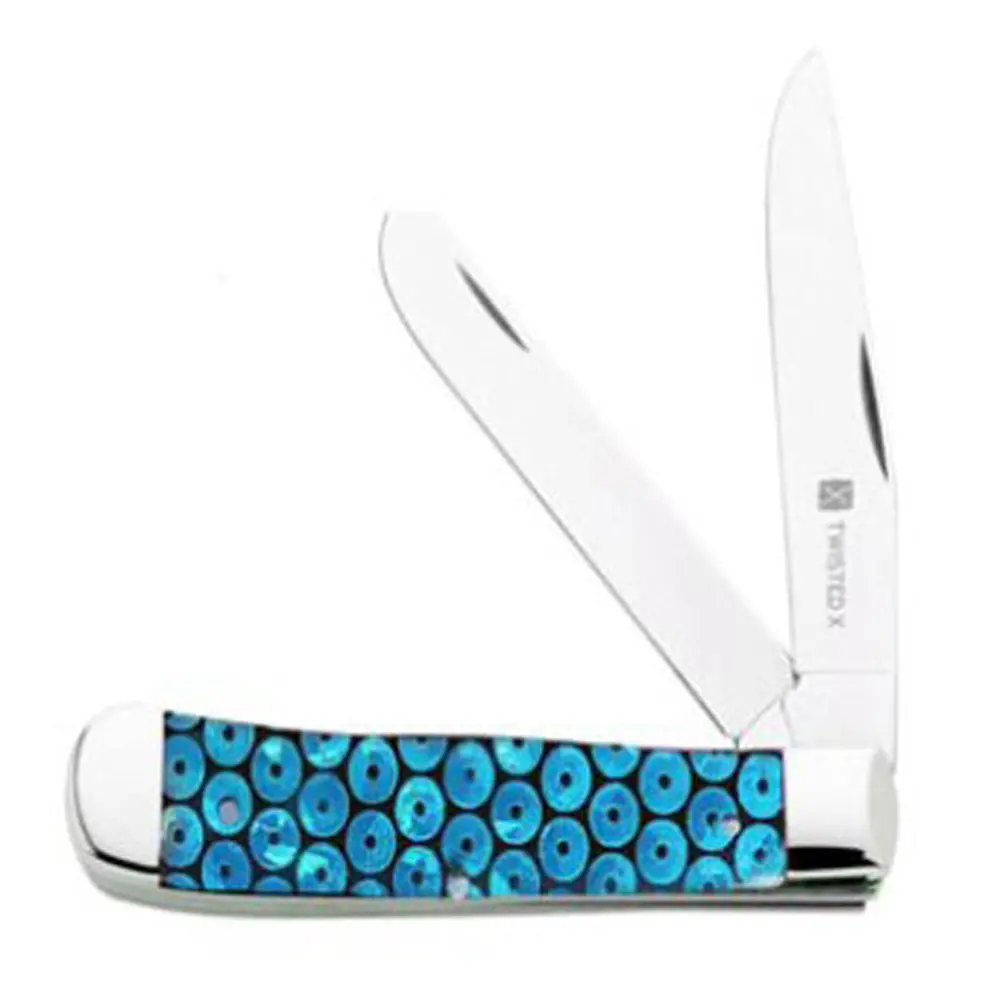 Twisted X Blue Sequined Fldr Pocket Knife 1