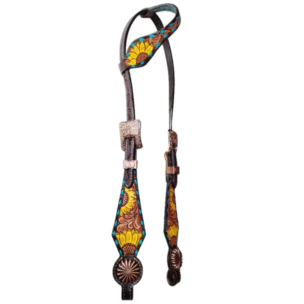 Bar H Equine American Leather Horse Saddle Tack One Ear Headstall | Breast Collar Browband Wither Strap Set Ber312 1